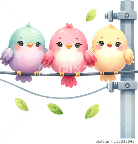 Three little birds on wire 113838845