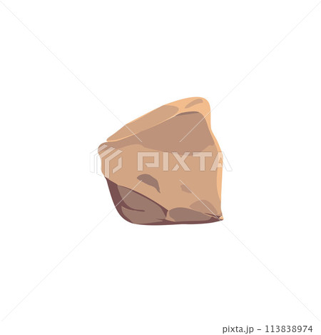 Stone brick, rock flat vector, brown textured surface road or floor material, cobblestone for pavement, sand tile, sett 113838974