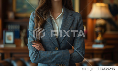 腕組みをする女性社長 113839243