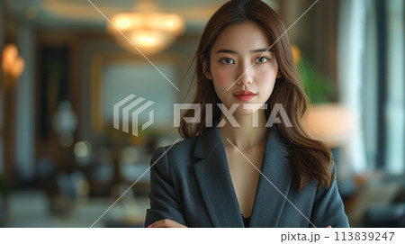 腕組みをする女性社長 113839247