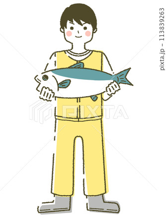 若い漁師の男性 漁業をする人 113839263