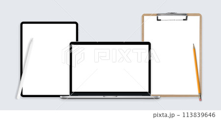 Tablet mock, Notebook mockup, Laptop mock up, Vector shapes, Device templates, Useful outlines, Use ful outlines 113839646