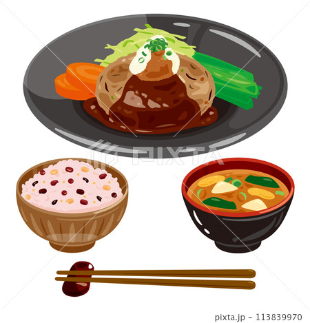 豆腐ハンバーグの定食セット 113839970