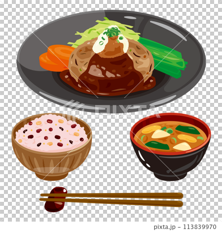 豆腐ハンバーグの定食セット 113839970