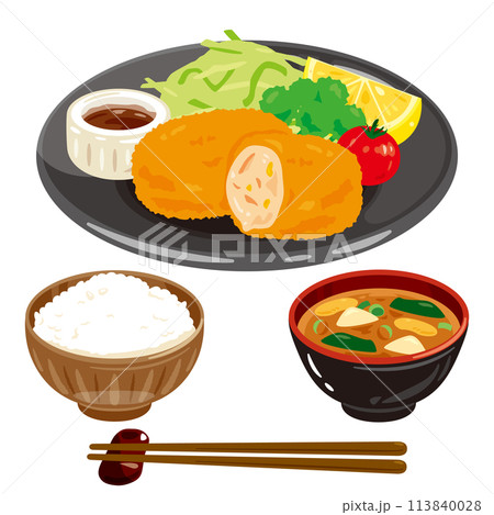 クリームコロッケの定食 113840028