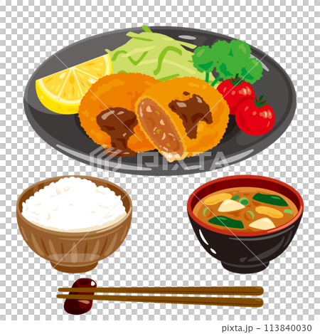 Minced meat cutlet set meal Minced meat cutlet set meal 113840030