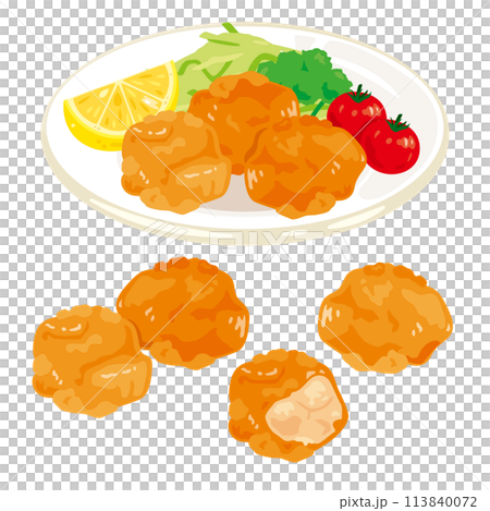 Fried chicken served on a plate Fried chicken served on a plate 113840072