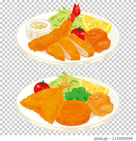 Mixed fries on a plate Mixed fries on a plate 113840094