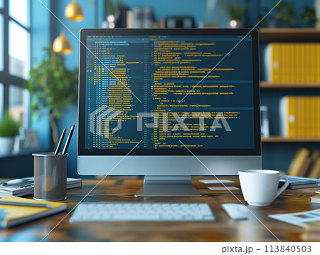 modern computer screen with digital image 113840503