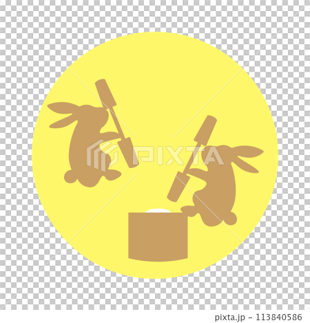 Silhouette illustration of a rabbit pounding mochi 113840586