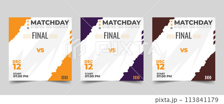 Set of modern sport match social media vector template 113841179