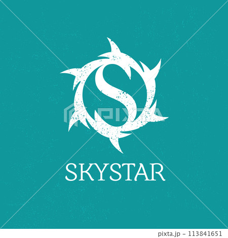 Thorns circle crown of thorns letter S logo design. Icon vector illustration isolated on blue background Thorns circle crown of thorns letter S logo design. Icon vector illustration isolated on blue background 113841651