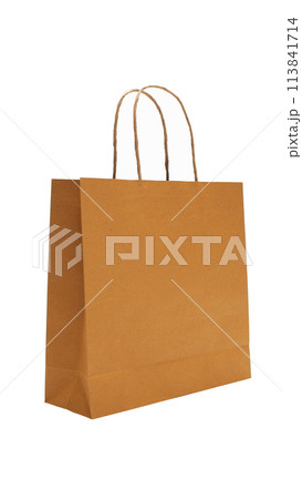 brown Paper shopping bag isolated on white 113841714