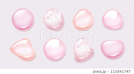 Pink transparent soap or cleansing gel drops Pink transparent soap or cleansing gel drops 113841747