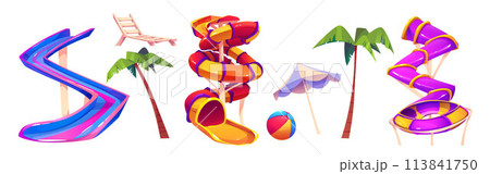 Aqua park slides set 113841750
