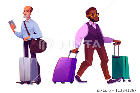 Businessman with baggage set on white background 113841867
