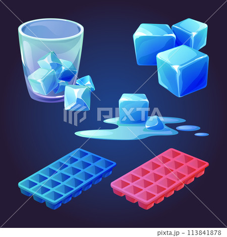 Ice cube tray vector. Melt water mold cartoon icon 113841878