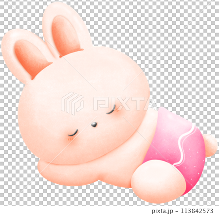 The pink rabbit girl is sleeping. 113842573