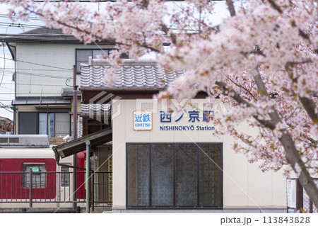 近鉄西ノ京駅と満開の桜 近鉄西ノ京駅と満開の桜 113843828