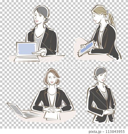 Vector illustration of working woman. Business woman. 113843955