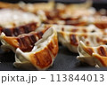 焼きたて餃子、ジューシーなミニ餃子、自宅で楽しむ餃子 113844013