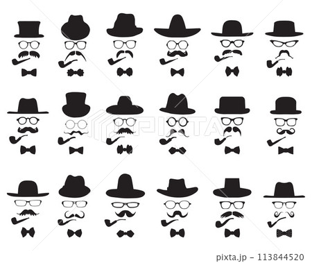 Retro Vintage Gentleman Icon Set 113844520