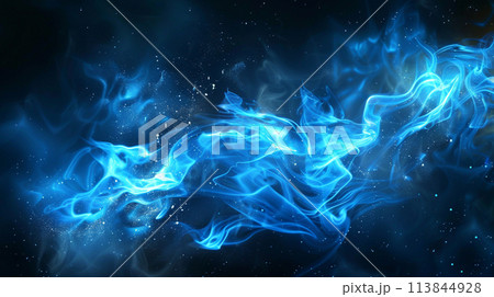 青い炎をイメージしたエフェクト背景素材 113844928