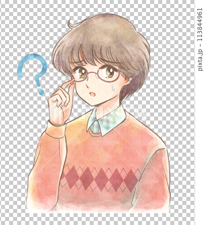 Hatena, a boy in the style of 80s girls' manga 113844961