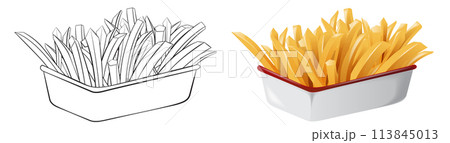 French Fries Illustration: Sketch to Color French Fries Illustration: Sketch to Color 113845013