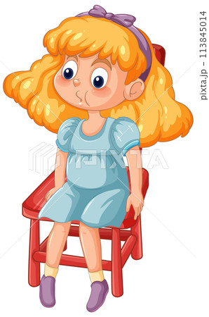 Curious Girl Sitting on Red Chair Curious Girl Sitting on Red Chair 113845014