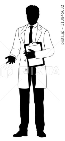 Scientist Engineer Survey Clipboard Man Silhouette 113845632
