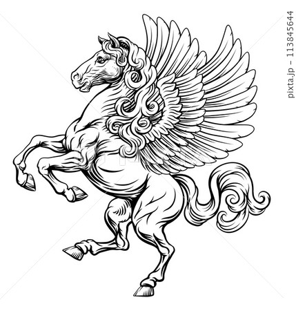 Pegasus Horse Crest Rampant Heraldic Coat of Arms 113845644