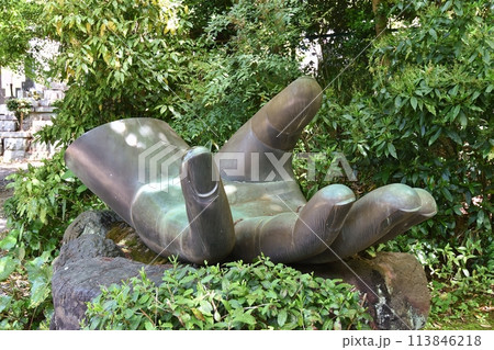 名古屋大仏と言われる桃巌寺の大仏前にある掌 113846218