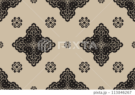 Ikat tribal Indian seamless pattern. Ethnic Aztec fabric carpet mandala ornament native boho chevron textile.Geometric African American oriental traditional vector illustrations. Embroidery style. Ikat tribal Indian seamless pattern. Ethnic Aztec fabric carpet mandala ornament native boho chevron textile.Geometric African American oriental traditional vector illustrations. Embroidery style. 113846267