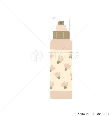 Skincare spray bottle isolated on white background. Beauty home procedure product. Vector illustration. 113846984