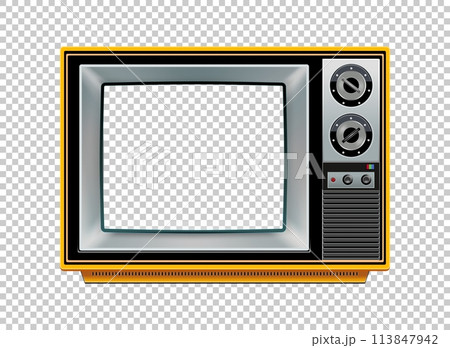 Vector retro television mock up isolate on transparent grid 113847942