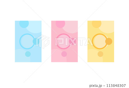 丸形の縦長ベクター背景イラストセット素材 113848307