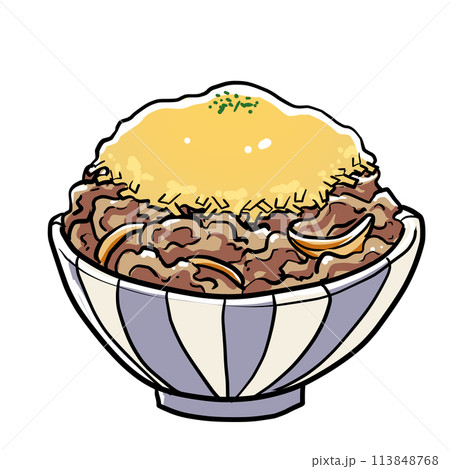 シンプルなチーズ牛丼のイラストのイラスト素材 [113848768] - PIXTA