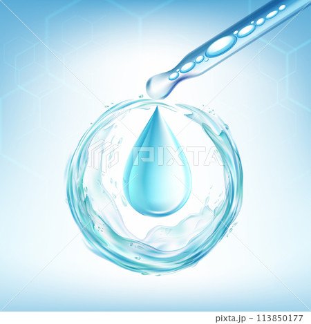 Glass pipette with serum drop 113850177