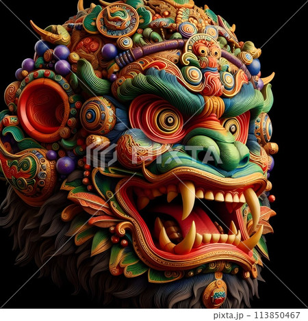 King Kong, a colorful japanese folk theater mask. 113850467