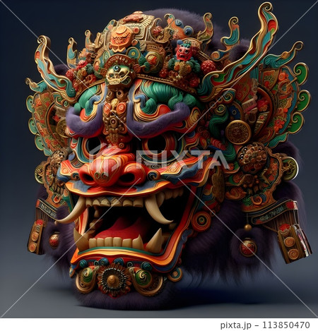 King Kong, a colorful japanese folk theater mask. 113850470