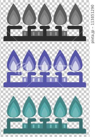 高火力で高温の炎のコンロイラスト 113851290