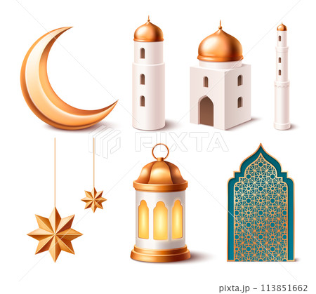 Ramadan elements in realistic style 113851662