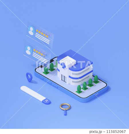 3DCG｜アイソメトリック｜クリニックや病院のMEO対策とクチコミ対策 113852067