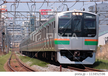 東海道線のピンチヒッターとして活躍するE217系電車(湘南色)_2010/4/25撮影 113852596