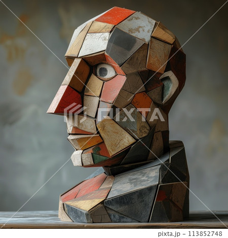 male bust in cubism style close-up male bust in cubism style close-up 113852748