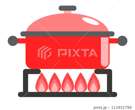 調理用コンロで鍋料理をしているイラスト 113852798