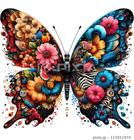 Butterflies with the overall composition create an eye-catching atmosphere. 113852974
