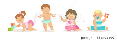 Baby Boy and Girl Infant Character Vector Set Baby Boy and Girl Infant Character Vector Set 113853499