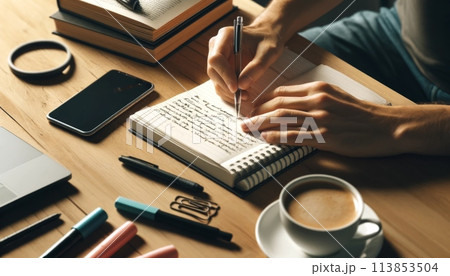 勉強する男性 113853504